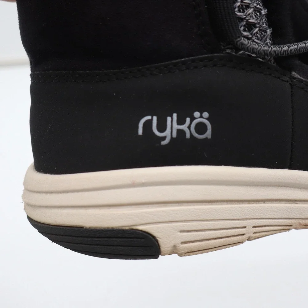 Ryka Aubonne Womens Black Faux Fur Lined Bungee Winter Snow Boots Size 8M